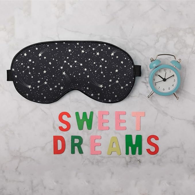 Galaxy Sleep Mask Eye Mask Star Space Connection Sparkling Black Sleep Mask Light Blocking Adjustable Smooth Soft Eye Masks for Women Deep Rest Travel