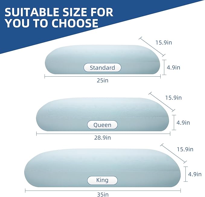 Sycoodeal Cooling Memory Foam Pillow Standard Size with Washable Pillow Cover, Ergonomic Supportive Neck Pillow, Slow Rebound Comfort Bed Pillow for Back, Stomach & Side Sleepers (1 Pack)