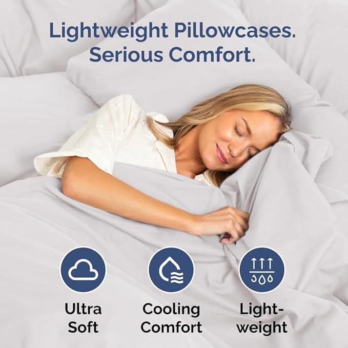 Standard Pillow Cases Set of 2 - Soft Hotel Quality Pillowcase Covers - Comfy & Wrinkle Free - Stain and Fade Resistant - Machine Washable Pillow Protectors - 2 Piece Set - Standard Size French Grey