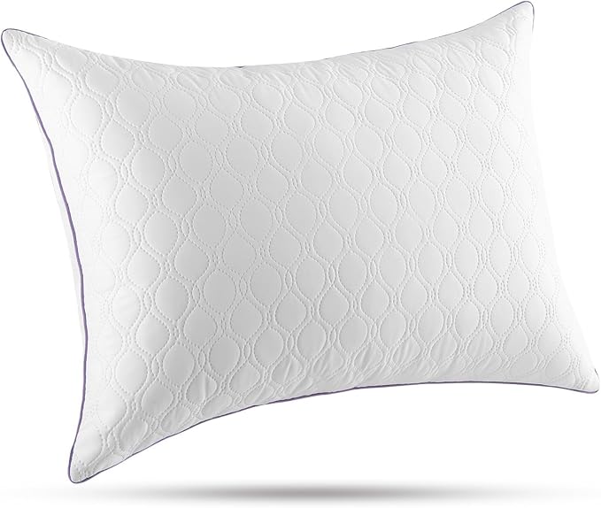 JOLLYVOGUE Single Pillow Standard Size, Bed Pillow for Side, Back, and Stomach Sleepers, Down Alternative Filled Pillows, Luxury Hotel Quality and Machine Washable, 26" x 20", 1 Pack