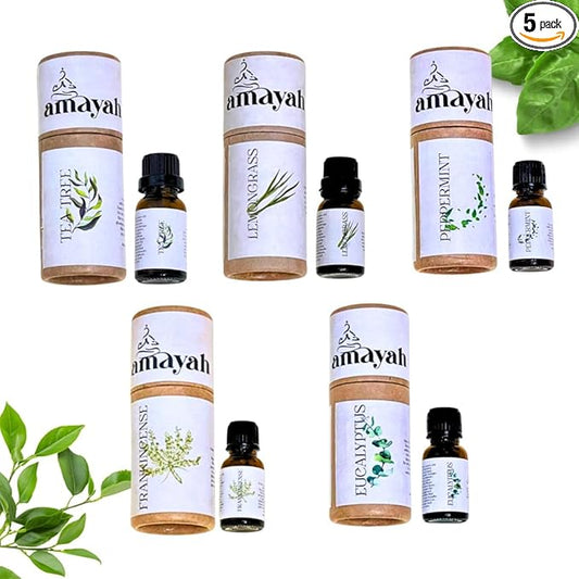 Amayah Breathe Essential Oil Blend for Congestion Relief & Seasonal Wellness | Eucalyptus, Peppermint & Tea Tree Aromatherapy Oil for Diffuser | Sinus Support & Clear Breathing