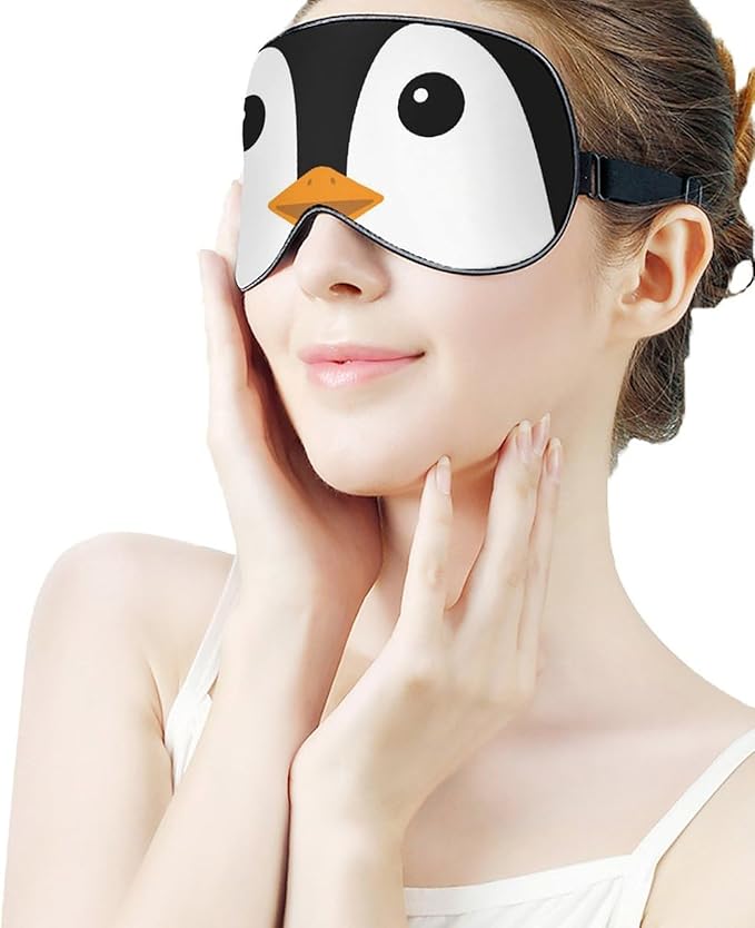 Cute Penguin Face Sleeping Mask Animal Head Sleep Eye Mask Blindfold with Adjustable Strap Soft Eye Mask Sleep for Blocking Out Lights