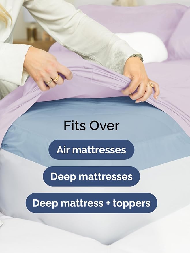 Extra Deep Twin Sheet Set - 4 Piece Breathable and Cooling Sheets - Hotel Luxury Bedding for Women, Men, Kids & Teens - Easy & Secure Fit - Soft and Wrinkle Free - Extra Deep Pockets - Light Lavender