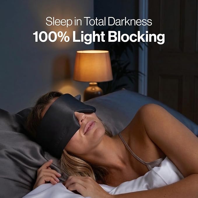 Dore & Rose Deep Sleep Mask for Women and Men - 23 Momme Mulberry Silk Eye Mask for Sleeping and Travel, 100% Blackout, Adjustable Strap, Cooling Soft Black Silk Eyemask Award-Winning Luxury