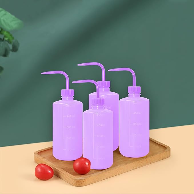4 Packs Tattoo Wash Bottle Water Squirt Squeeze Diffuser Bottles (Purple, 500ml)