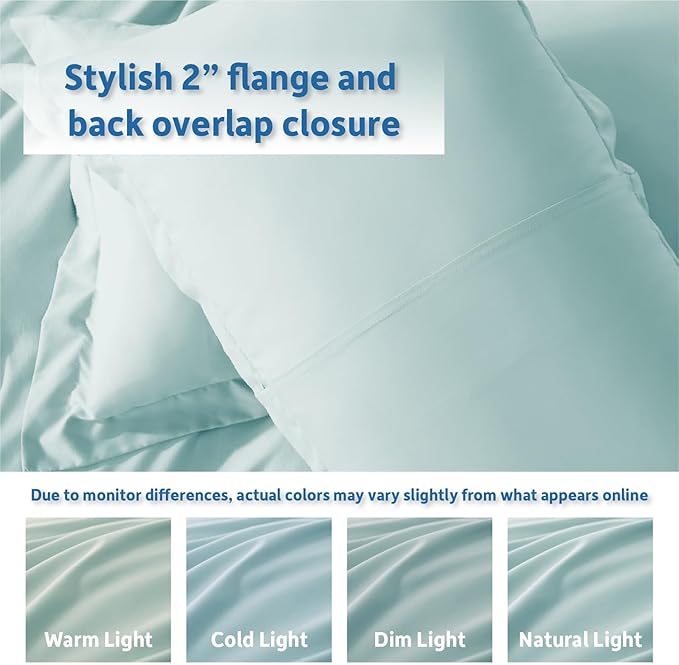 Nestl Full Duvet Cover Set with Comforter Insert - Light Blue 4 Piece 80x90 Duvet Cover & 2 Pillow Shams with White Quilted Down Alternative Comforter, Ultra Soft, All Season