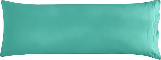 Mocassi 1-Piece Premium Body Pillowcase 1800 Series Hotel Quality Microfiber - Soft and Breathable with 3-Line Embroidery Wrinkle and Stain Resistant, Easy Care, 21" x 54", Minted Aqua