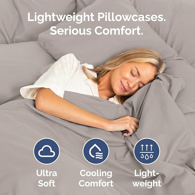 King Standard Pillow Cases Set of 4 - Soft Hotel Quality Pillowcase Covers - Comfy Bedding for Women, Men, Kids & Teens - Machine Washable Pillow Protectors - 4 Piece Set - King Standard Light Grey