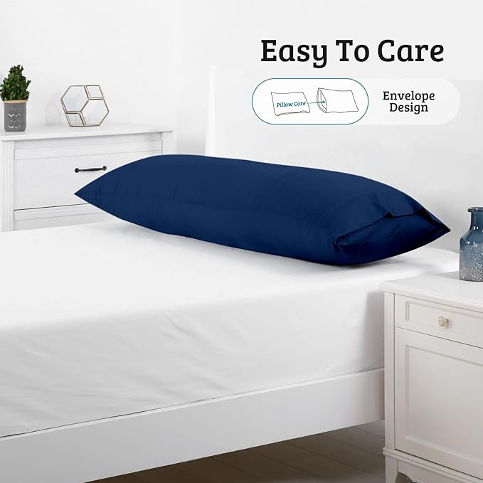 YIYEA Body Pillow Cover Set of 2, Ultra Soft 1800TC Hotel Quality Double Brushed Microfiber Body Pillow Pillowcases, Envelope Closure, Fade Resistant (20"x54", Black)