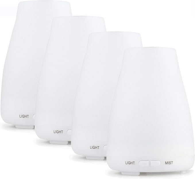 EcoGecko 4 Diffuser Units, Aromatherapy Essential Oil Diffuser, Aroma Oil Diffuser with Color Changing LED Lights