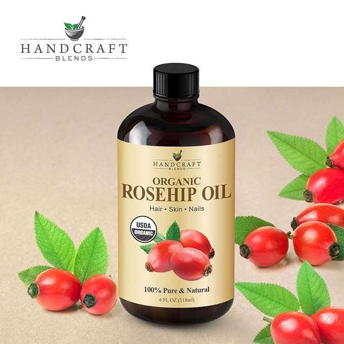 Handcraft Blends Cold-Pressed Organic Rosehip Oil | 4 Fl Oz | 100% Pure and Natural | Premium Grade Oil | Face, Skin and Hair | Protect | Nourish | Carrier Oil