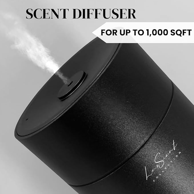 Aroma Scent Diffuser Starter Kit for Up to 1000SQ. FT. Coverage - 500ML Waterless Essential Oil Scent Included - Luxury Aroma Diffuser Ideal for Home, Office & Hotel (Black, My Way)