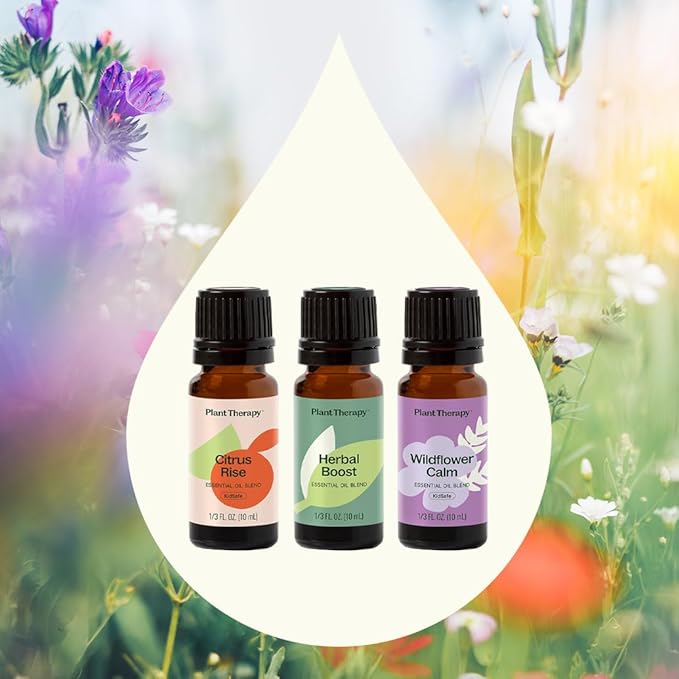 Plant Therapy The Spring Reset Essential Oil Set - Three Exclusive Spring-Focused Blends, Citrus Rise, Wildflower Calm & Herbal Boost, Supports Relaxation, Clarity, and Refreshed Energy