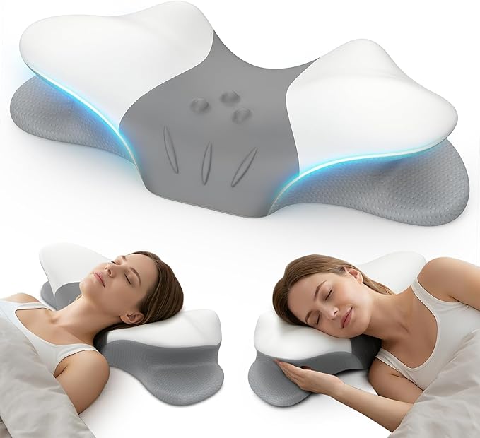 beslovo Cervical Neck Pillow for Pain Relief, Ergonomic Side Sleeper Pillow for Sleeping, Orthopedic Neck Support Contour Memory Foam Pillow for Side Back Stomach Sleepers, Ideal for Office & Travel