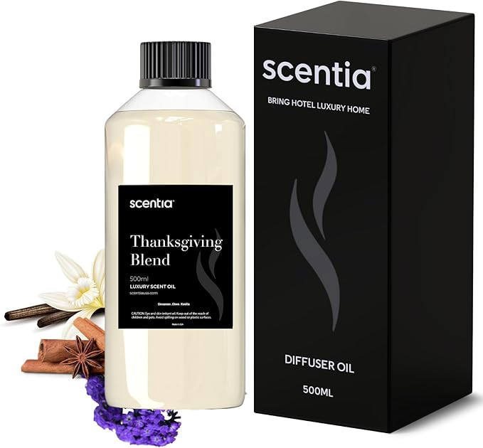 Scentia Thanksgiving Blend Essential Oil – 500 ml Premium Holiday Diffuser Oil with Cinnamon, Clove, Vanilla & Coconut | Bulk Aromatherapy for Homes, Spas, Hotels & DIY Crafts