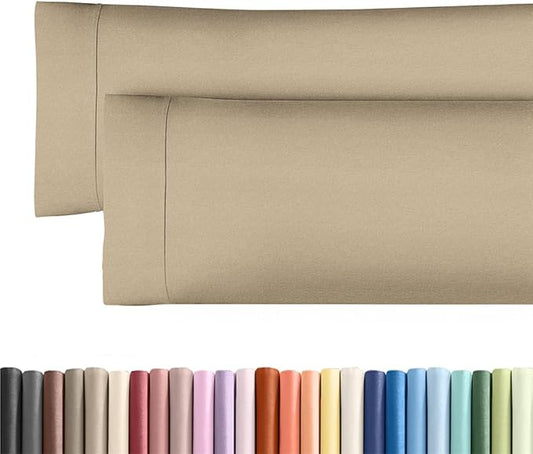 Body Pillowcases Set of 2-20x54 Long Body Pillow Case - Soft Body Pillow Cover for Sleeping & Side Sleepers - Comfy, Wrinkle & Fade Free - Machine Washable w/Envelope Enclosure Heathered Beige