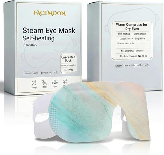 16 Packs Self Heating Steam Eye Masks: Disposable Moist Warm Compress for Dry Eyes,Tired Eyes and Stye Relief, Unscented Eye Mask for Sleep, Travel and Relaxation, No Microwave Needed