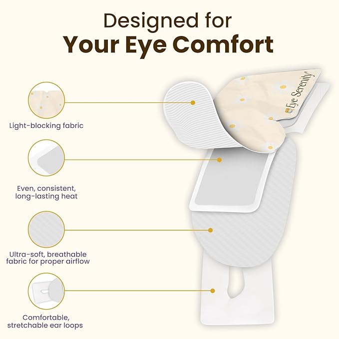 Lure Essentials Steam Eye Mask, Heated Eye Mask, Self Heating Warm Compress for Dry Eyes, Fast Relief for Stye, Puffy Sensitive Eyes, Moist Heat, Relaxation Gifts for Women and Men - Chamomile