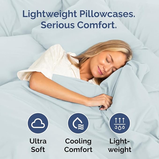 King Standard Pillow Cases Set of 4 - Soft Hotel Quality Pillowcase Covers - Comfy Bedding for Women, Men, Kids & Teens - Machine Washable Pillow Protectors - 4 Piece Set - King Standard Size Sky Blue