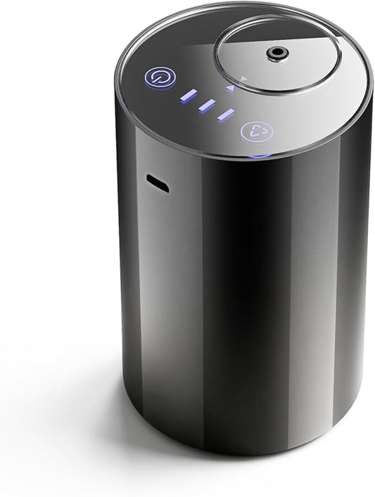 ASAKUKI Waterless Essential Oil Diffuser,Portable & Cordless, Adjustable Mist & Timer, 10ml Aromatherapy Diffuser for Home, Car, Office, Room (Black)