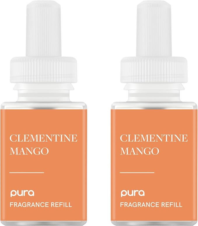 Pura Malodor Scent Refill - Smart Home Air Diffuser - Long-Lasting Premium Fragrance per Refill - Clean Diffuser Fragrance - Air Deodorizer & Odor Eliminator - 2 Pack, Clementine Mango