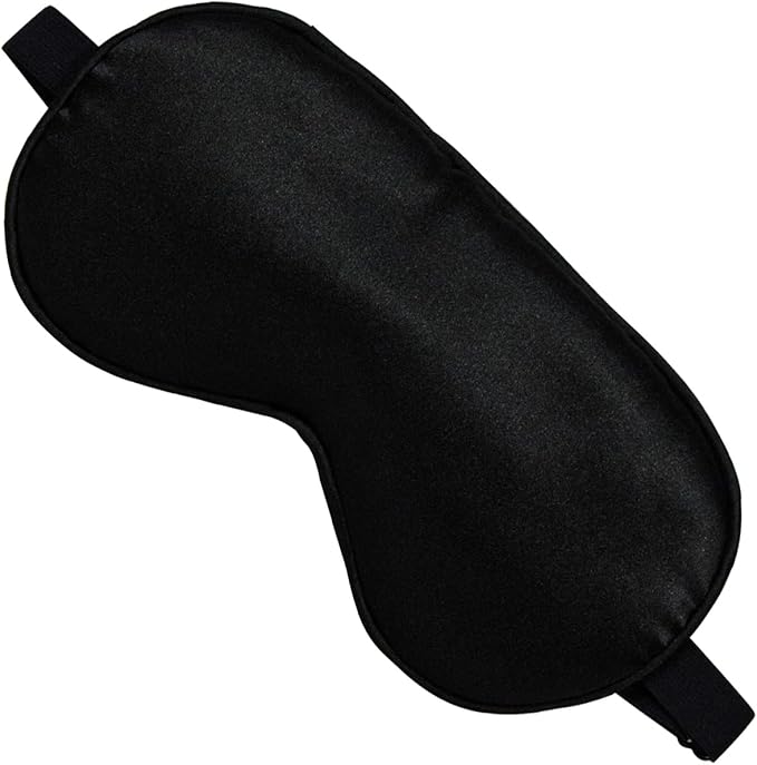 Silk Sleep Mask, Black, Adjustable Strap for Light Blocking, Travel Rest, Puffy Eyes Relief, Single Pack (Black)