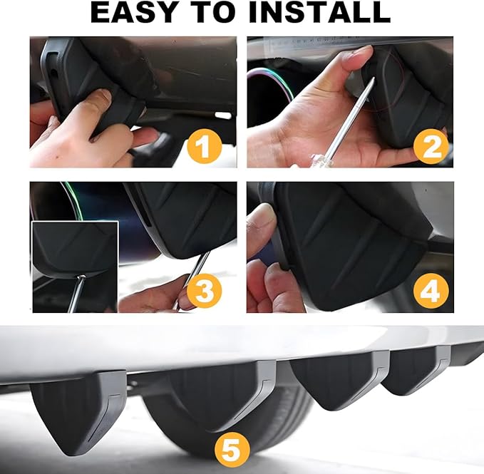 KVAEY 4 PCS Car Rear Lower Bumper Wing Lip Diffuser, Shark Fin Vehicle Spoiler Wing Rear Bumper Decoration, Universal Spoiler Fin Protector with Screw for Cars Trucks SUVs (Carbon Fiber)