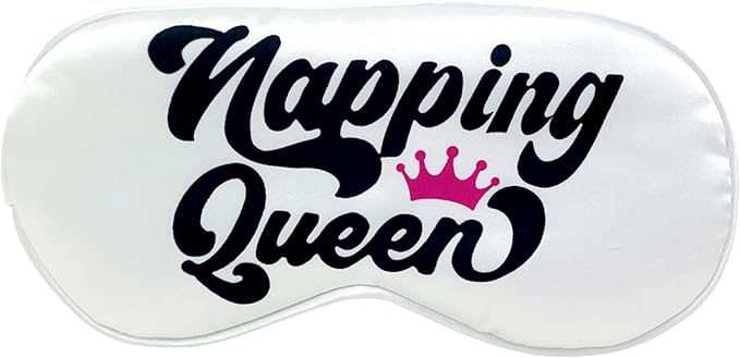 Napping Queen Funny Sleep Mask. Ultra Soft Sleeping Mask with Adjustable Strap. Gift for Women, Mom, Wife...on Birthday, Slumber Party. Get Well Soon Gift for Recovery. Christmas Stocking Stuffer.
