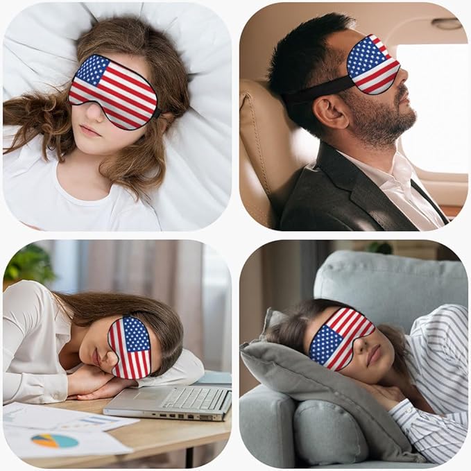 American Flag Eye Mask Sleeping Mask Red White Stripes Stars Blue Sleep Masks Silky Soft Eye Cover for Women Men Shading Blindfold for Air Travel Sleeping