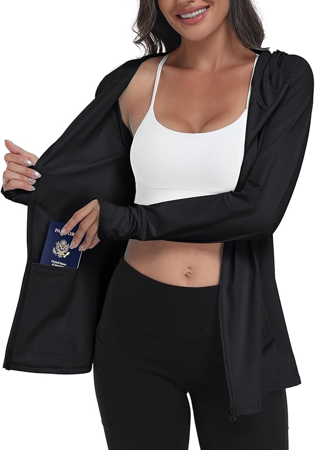 SeSe Code UPF 50+ Hoodie With Eye Mask Womens Zip Up Travel Jackets Sleep Sun Protection Shirts Pockets Outdoor Nap