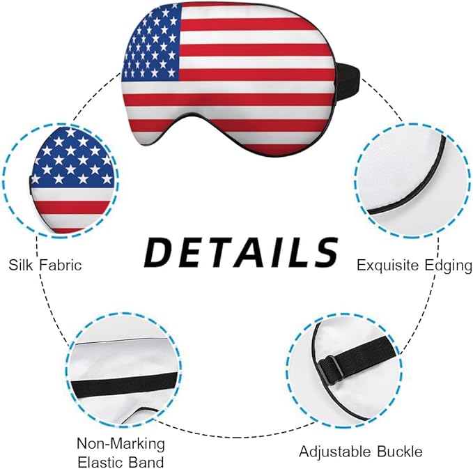American Flag Eye Mask Sleeping Mask Red White Stripes Stars Blue Sleep Masks Silky Soft Eye Cover for Women Men Shading Blindfold for Air Travel Sleeping
