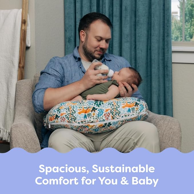 Boppy Nursing Pillow - Firm, Ergonomic U-Shaped Bottle and Breastfeeding Pillow with High Lift for Comfort and Support, Spacious Surface - Colorful Forest Animals
