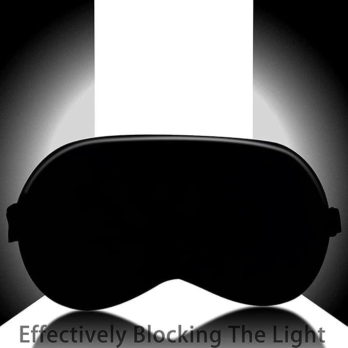 Sleep Mask Silk Eye Cover with Shaped Padding for Pressure-Free Sleeping, Foam Insert, Upgrade Contour Over Conventional Flat Satin Eye Masks, Machine Washable