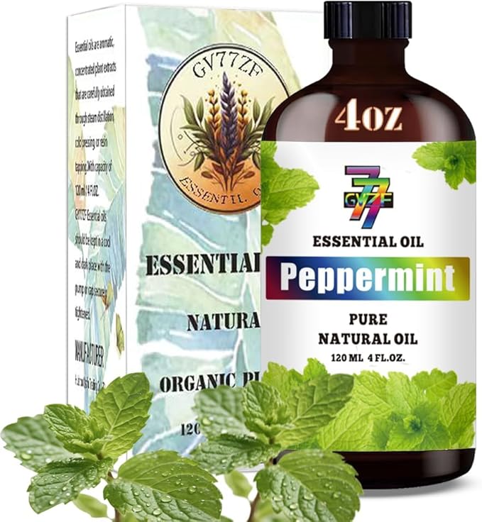 Peppermint Essential Oil - Peppermint Oils for Diffusers, Humidifiers, DIY Candles, Soap, Cleaning, Home, Office, Yoga, Massage, Gifts - 4 fl oz (120 ml) - GV77ZF