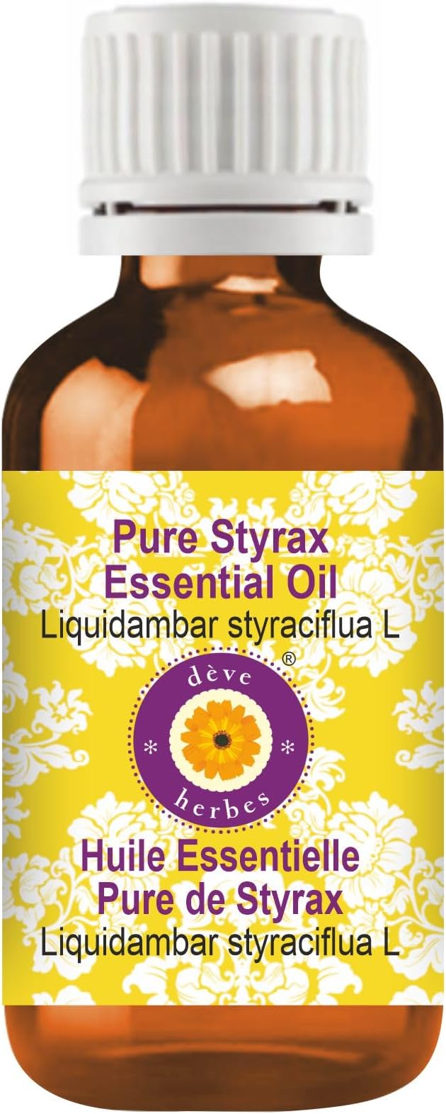 Deve Herbes Pure Styrax Essential Oil (Liquidambar styraciflua L) Steam Distilled 100ml (3.38 oz)