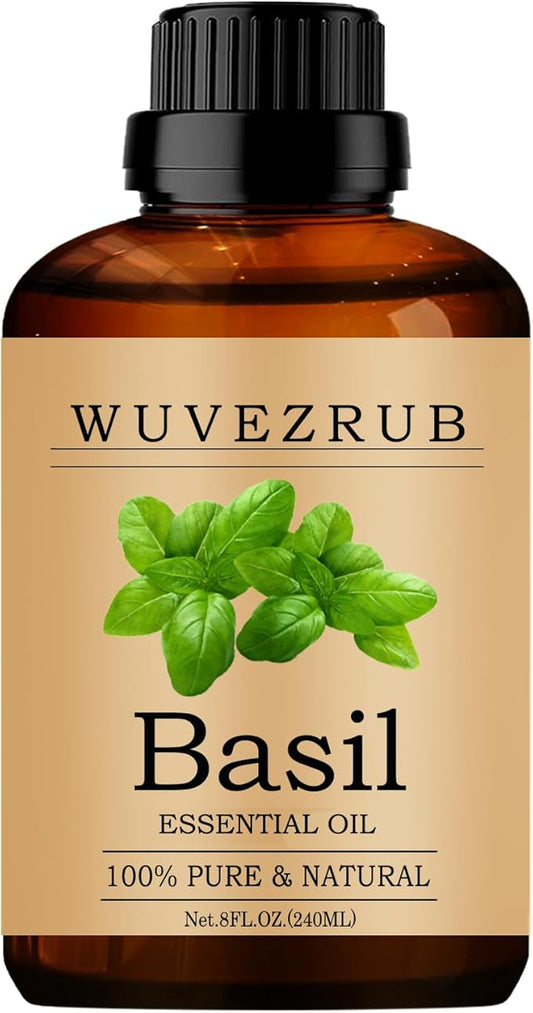 Basil Essential Oils 240ML, Pure Basil Essential Oil for Aromatherapy Diffuser - 8 Fl Oz