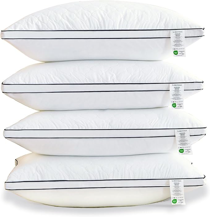 Bed pillows Reversible Queen Size Set of 4, Firm on One Side, Soft on the Other, Luxury Hotel Quality 3D Microfiber for Side, Back & Stomach Sleepers, Breathable Cover to Reduce Neck Pain 20*30