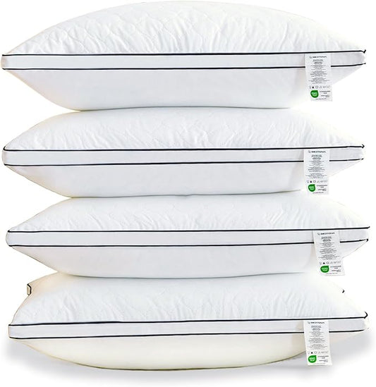 Bed pillows Reversible Queen Size Set of 4, Firm on One Side, Soft on the Other, Luxury Hotel Quality 3D Microfiber for Side, Back & Stomach Sleepers, Breathable Cover to Reduce Neck Pain 20*30