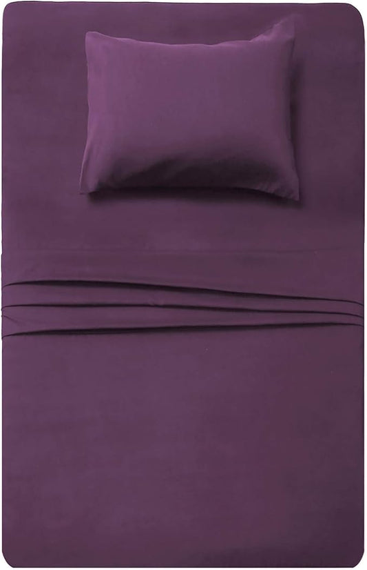 Best Season Twin Size Sheet Set - 3 Piece Set(Twin,Purple),100% Brushed Microfiber 1800 Luxury Bedding,Hypoallergenic,Soft & Fade Resistant