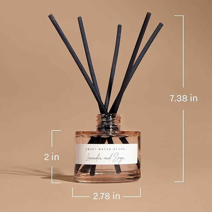 Sweet Water Decor Spa Day Blue Tinted Reed Diffuser Set, Sea Salt, Jasmine, Wood and Cream Scented Diffuser for Home, Relaxing Spa Scent, Long Lasting Fragrance, Made in the USA