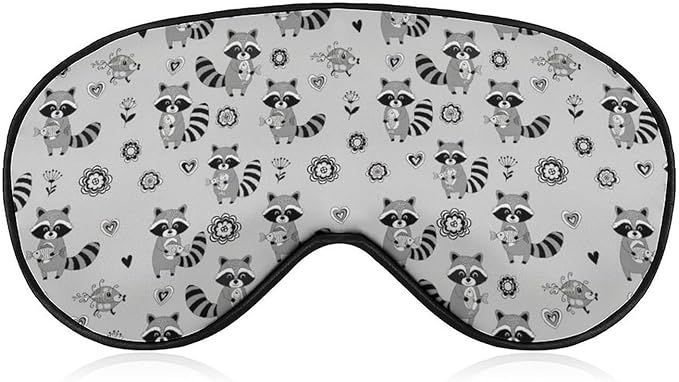 SWEET TANG Sleep Eye Mask for Men Women, Compatible with Cute Raccoon Sleeping Masks Blindfold, Block Out Light Soft Cover for Travel Yoga Nap