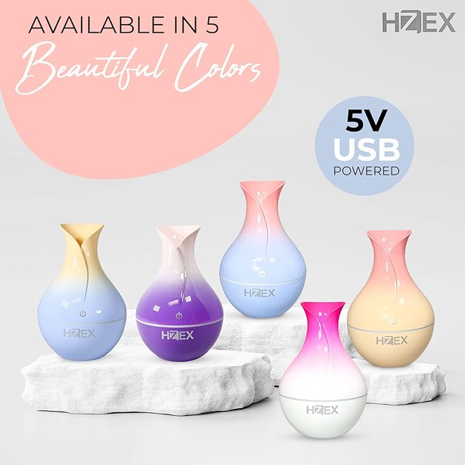 HZEX Spiral Essential Oil Diffuser with 7 Color Changing Lights and 5V USB Cable for Home Office, 130ml Mist Humidifier Silent Aroma Diffusers, Variant Colors (Twist)