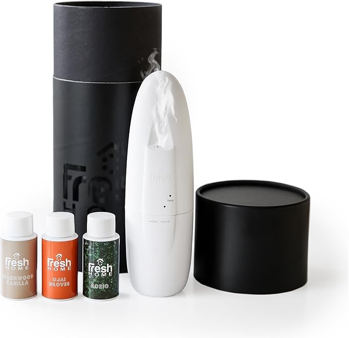California Fresh Home Plug in Waterless Smart Diffuser – App-Controlled Refillable Wall Diffuser for Home & Office - Up to 3000 Sq FT Coverage - with 3 Diffuser Oils