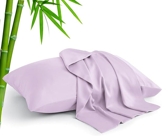BEDELITE Pillow Cases Queen Size Set of 2, Rayon Derived from Bamboo, Cooling Pillow Cases for Hot Sleepers & Night Sweats, Breathable and Silky Soft Envelope Pillowcases(Light Purple, 20"x30")