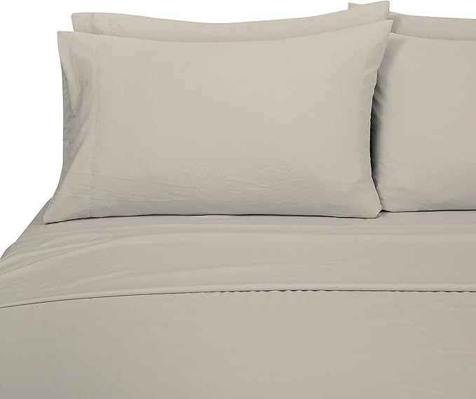 ROYALE LINENS 1500 Thread Count Cooling Sateen Poly/Cotton Sheet Set- 6 Piece King Bed Sheets - 1 Fitted, 1 Flat, 4 Pillow Cases -Soft Cool & Crisp Sheet Set (King, Rainy Day)