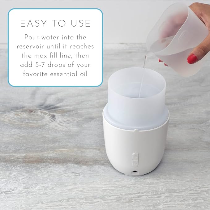 Ellia Soothe Ultrasonic Essential Oil Aromatherapy Diffuser | 6.5hrs Continuous & 13hrs Intermittent Runtime, Gentle Color-Changing Glow (ARM-310WT), White