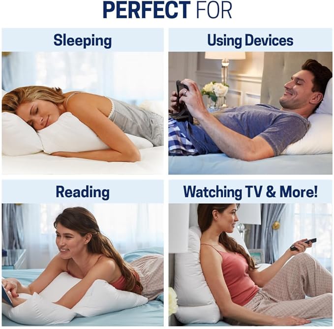 Contour Flip Pillow - 10-in-1 Rest Positions Bed Wedge for Gentle, Plush Elevation for Back, Knees, Legs or Stomach Support Comfort & Relief - Standard Size (20 inch Width - Pillow ONLY)