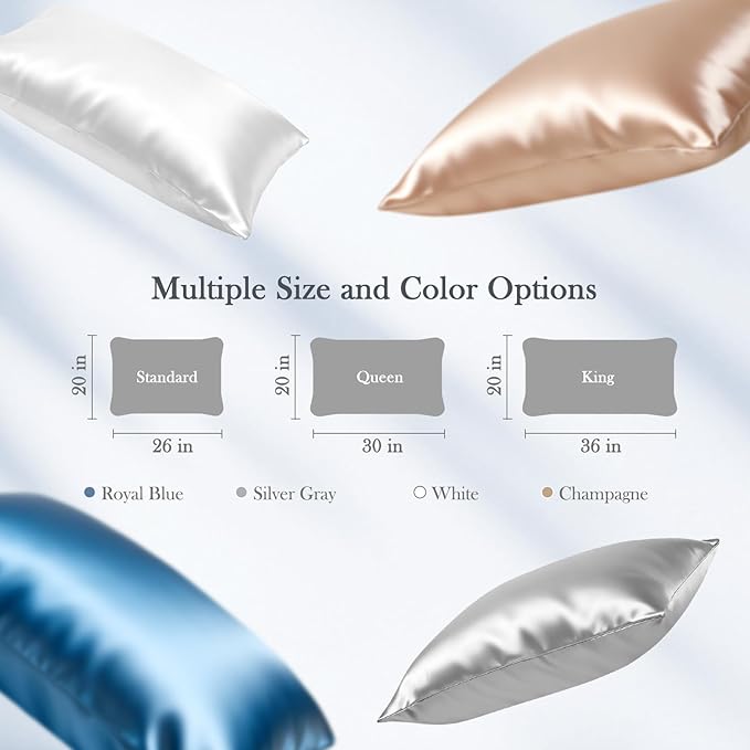 Avolare Cooling Pillow Cases, Softer Than Silk Pillow Cases, 2 Pack Cooling Pillowcases for Hot Sleepers with Zipper, Gentle on Hair and Skin, Arc-Chill 3.0 Satin King Pillowcases, White, 20"x36"