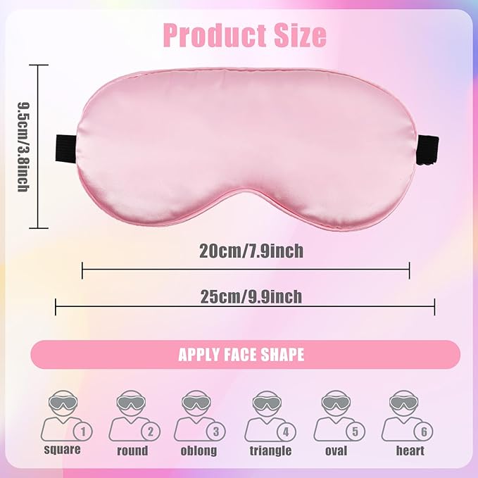 6 Pack Silk Sleep Mask,Silk Eye Mask for Sleeping,Soft Satin Blackout Eye Masks for Women Men,Blindfold Eyeshade for Night Sleep Travel(Black+Pink+Purple)