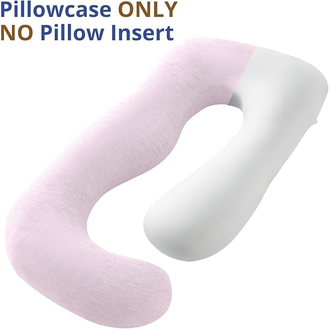 Sasttie Cooling Pregnancy Pillow Cover, 57-inch U Shaped Pregnancy Pillow Case, Fits 55 to 57 Inch Maternity Pillow, Pink (No Pillow Insert)